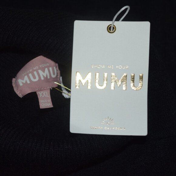 New! show me your MUMU Women's Sz XXL Montreal Mini Dress Black Sweater Dress - Picture 3 of 6